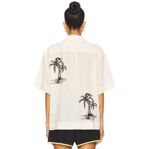 Zimmermann Short Sleeve Shirt in Cream Palm AU 0 US XS - Picture 4 of 4